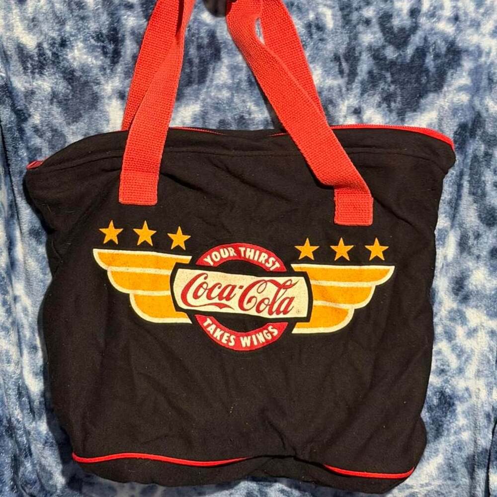 Coca-Cola Your Thirst Takes Wings Tote Bag Black Red
